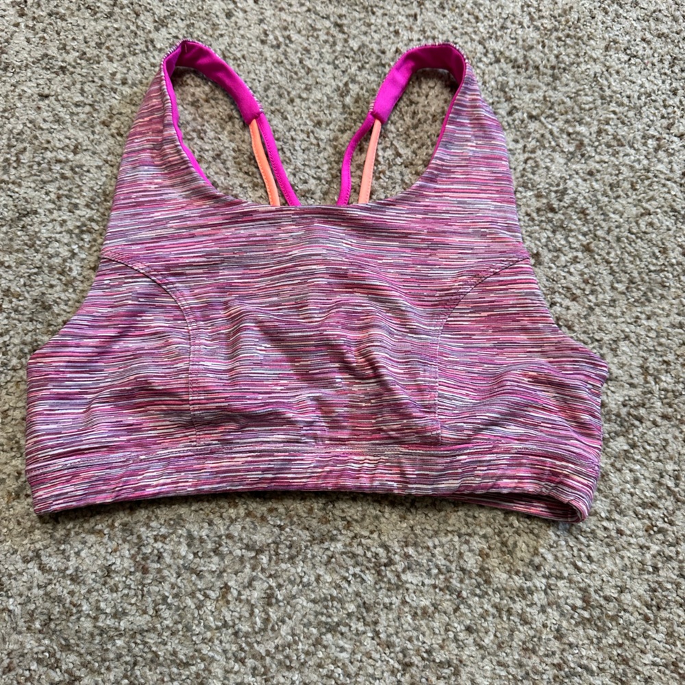 Teen Pink Striped sports bra
